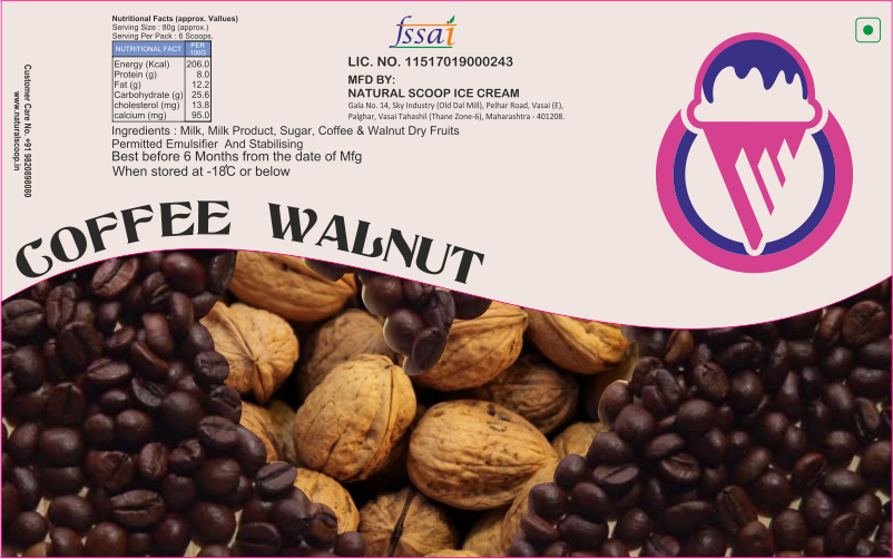 Coffee Walnut Flavour Ice Cream
