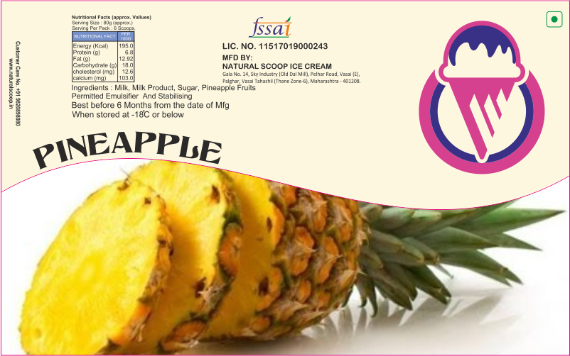 Pineapple Flavour Ice Cream