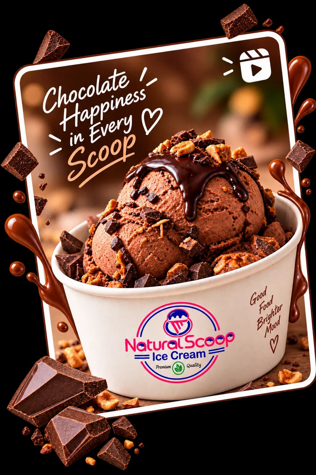 Chocolate ice cream scoop