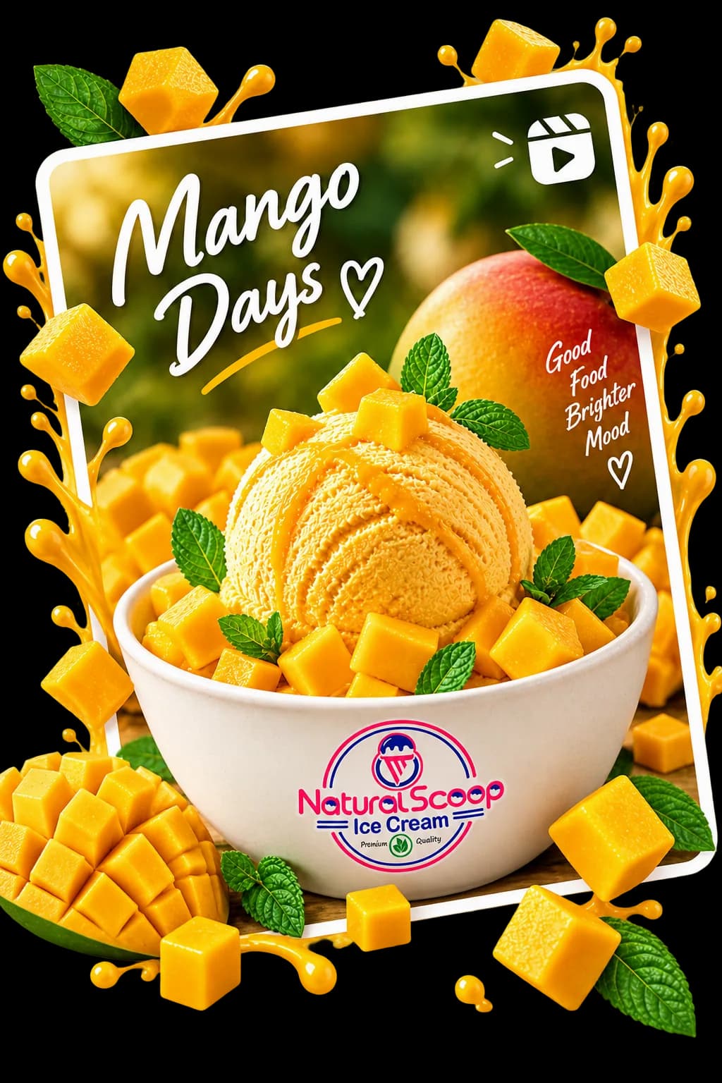Mango ice cream scoop