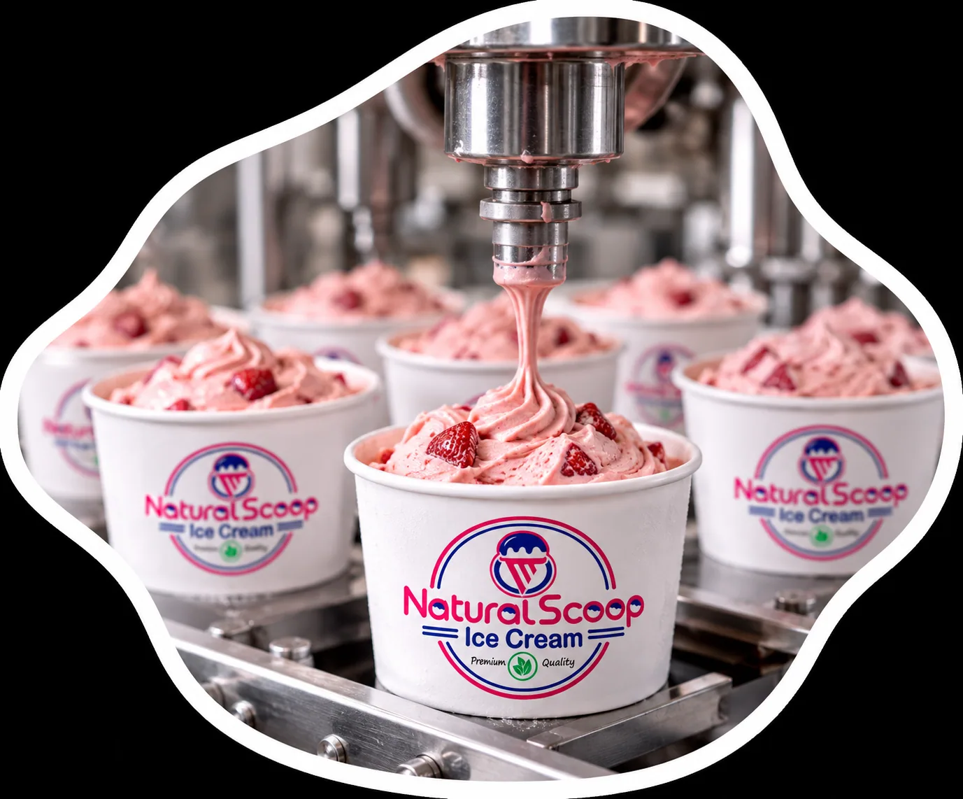 FREEZE — Natural Scoop strawberry ice cream process
